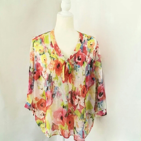 🆕🌱 Coldwater Creek Poppy Burst Blouse - Picture 2 of 6